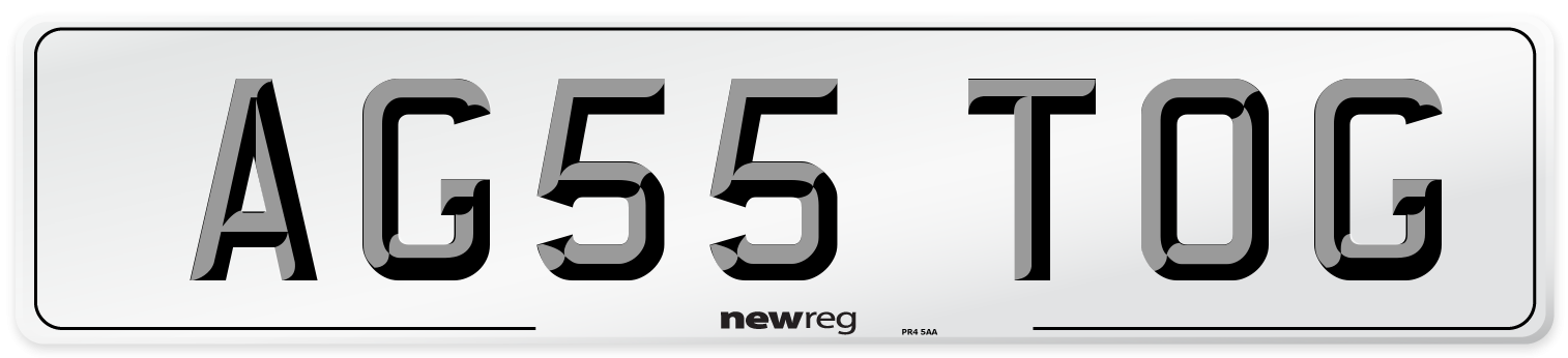AG55 TOG Number Plate from New Reg